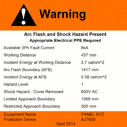 arc flash warning label
